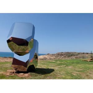 Mirror Polished Large Rock Stainless Steel Outdoor Sculpture Modern Landscaping