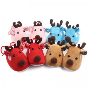 Lovely Christmas coral fleece Animal deer bear prewalker merry Christmas baby shoes