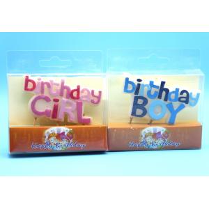 China Dripless Painted Shaped Birthday Candles , Birthday Gril / Boy Letter Candles supplier