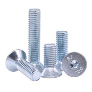 Handan Fastener Direct White Blue Zinc Plated DIN7991 CSK Flat Head Hex Socket Bolt Screw