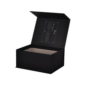 China Black Magnetic Clothing Cardboard Box , Garment Shipping Box With Tissue Paper supplier