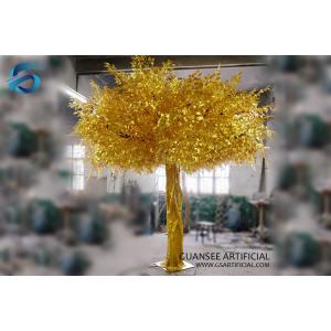 China Gold Artificial Banyan Tree Big Trunk , Ornamental Ficus Tree Plastic Material supplier
