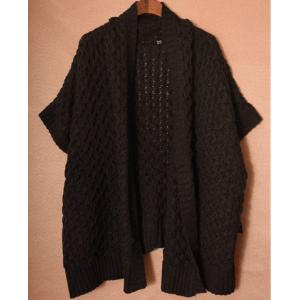 China 100% Acrylic Ladies Short Sleeve Cardigan Black Loose Summer Cardigans For Women supplier