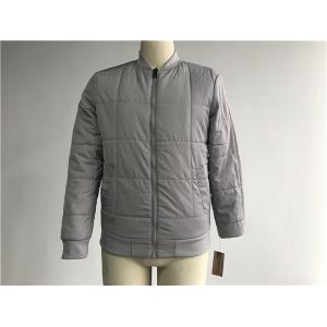 China Grey Quilted Mens Polyester Bomber Jacket With Rib Detail Plastic Zip Through Tw77570 supplier