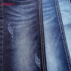 China Women Jeans Fresh Stretch Denim Fabric With Clear Warp Slub Dark Blue Color supplier