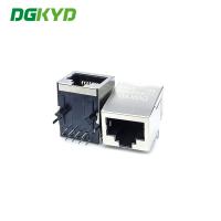 China Gigabit PBT 8 Pin Rj45 Connector Single Port Without LED Brass Shield on sale