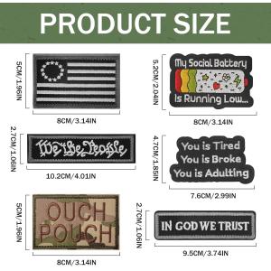 Garment Accessories, Tactical Morale Patch Bundle, Full Embroidery Loop And Hook Patches Set For Caps, Bags, Backpacks, Vest, ornaments Uniforms,Tactical Gears