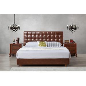 China Leather / Fabric Upholstered Headboard Bed for Apartment Bedroom interior fitment by Leisure Furniture with Wooden table supplier