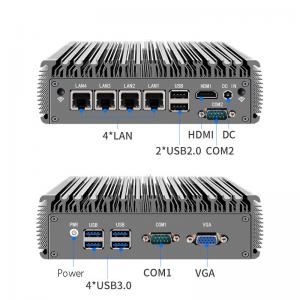 industrial fanless mini pc 4 lan RJ45 Giga Quad core J4125 core i3 i5 i7 Fanless Industrial mini pc computer