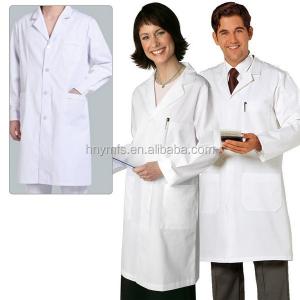Long Sleeve Officer Collar White Medical Doctor Hospital Dress Female Male