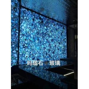 China Custom Polished Blue Agate Backsplash Tile Semi Precious Stone Slabs wholesale