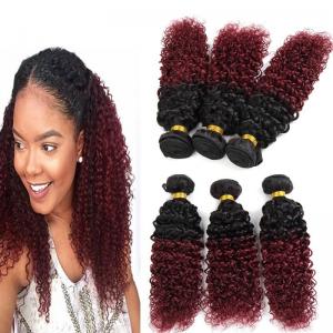 China 1B / 99J Grade 8a Hair Extensions , Ombre Brazilian Kinky Curly Human Hair  supplier