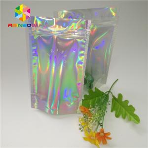 China Custom Printing Plastic Cosmetic Bags Three Side Seal Hologram Laser Wateproof Pouch supplier