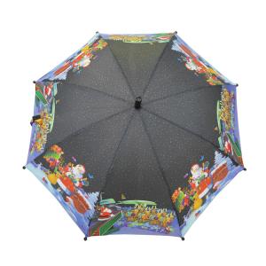 Christmas Pattern J Shape Handle 19"*8K Kids Compact Umbrella