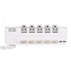 5 outlet UL and CUL Tested Power Strip 1.5ft 3*14AWG Cord with Switch, Surge Protector USB Adapter