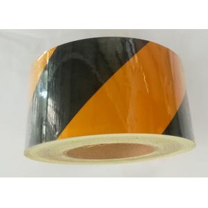 Black And Yellow Reflective Tape Sheets , Double Slant Banner Truck Trailer Reflective Tape
