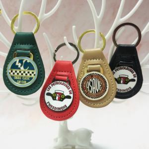 Wholesale Promotional Gifts Custom Company Engraved Logo Personalized Key Ring Chain Designers Metal Pu Custom Leather Keychain