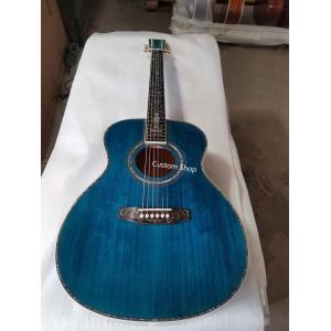 Custom 14 Frets Scalloped X Shaped Bracing OM Water Wave Top Full Abalone OM45 Blue Quilted Figured Maple Acoust