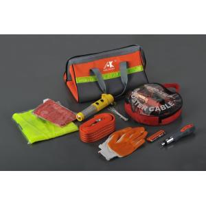 19 pcs auto emergency kit ,with booster cable ,trailer rope ,raincoat ,hammer ,gloves