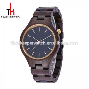 Black sandal quartz movement wood watch cheap price good quality timekeeper men wood watch