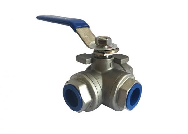 CF8M Stainless Steel Ball Valve Reduced Bore 3 Way 1000 PSI With Thread