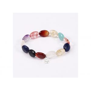 colorful agate drop Stone Beaded Bracelets with stainless steel pendant