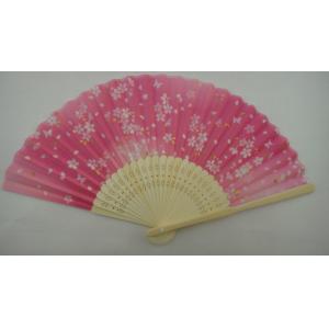 plain color silk or custom design silk hand fan with natural bamboo frame