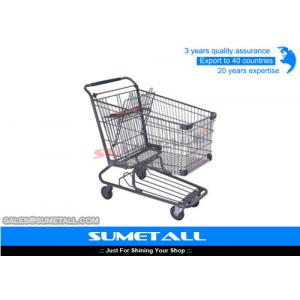 Wire Metal Supermarket Shopping Cart / 4 Wheel Shopping Trolley Chrome Plated