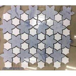 China Paper White mix Argentina Blue Water Jet White and Blue Marble Mosaic Tile for Wall supplier