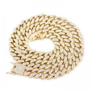 China Jewelry Manufactuer Iced Out Paved Rhinestone Miami Curb Cuban Chain Necklace For Women Mens CZ Rapper Necklaces Hip Hop supplier
