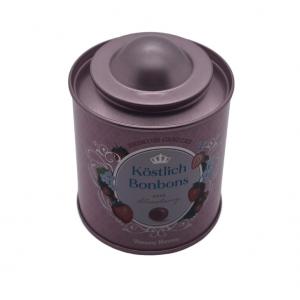 China Glossy Varnish Round Candy Packaging Tin Can With Airtight Plug Lid supplier