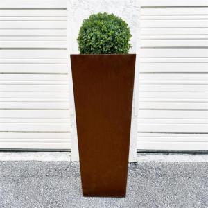 1000mm Heavy Duty Tapered Metal Planter Pots Corten Steel Tall Cube Planter