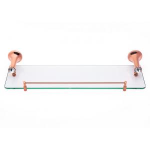 Zinc Alloy and Crystal Bathroom Accessory Single Glass Shelf  Plate Rose Gold