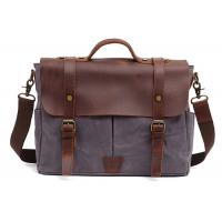 China Wax Oil Canvas Mens Crossbody Computer Bag With Laptop Compartment Full Grain Leather on sale