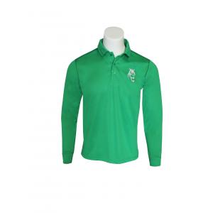 Green 180gsm Men's Long Sleeve Shirts With Embroidery Lapel Collar