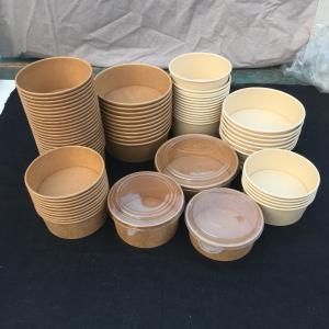 165*145*66cm 34oz Kraft Paper Salad Bowl With Clear Lid Eco Friendly Pe Coating