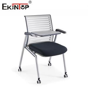 Powder Coating Frame Training Chair Mesh Backrest With Writing Tablet Armrest And Swivel Casters