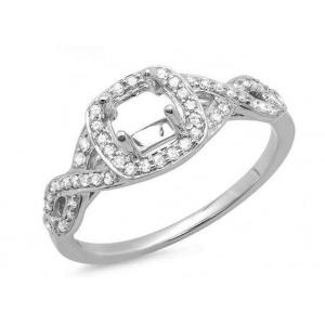 0.38ct 1.3mm 14k White Gold Semi Mount Rings Cushion Cut for Birthday