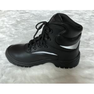 Middle Cut Injection Black Safety Shoes , Composite Fiber Toe Safety Shoes