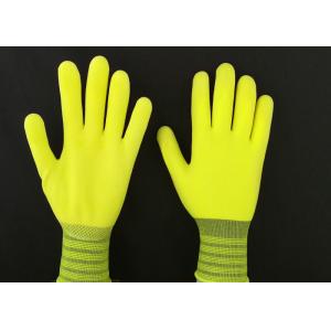 China 13G Yellow Latex Coated Gloves High Extension Elastic Knitting Customized Size supplier