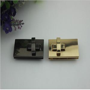 Fancy simple design gold & gunmetal color zinc alloy fittings metal twist turn lock for handbag