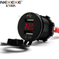 China Prise de courant marine USB double 4.2A avec voltmètre numérique LED rouge on sale