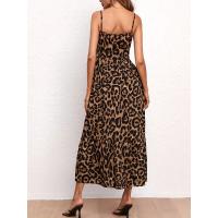 China Leopard Print Women'S Belted Dress Sexy Halter Dress Halter Dress Slit on sale