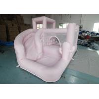 China Outdoor Backyard Kids Pastel Pink Bounce House Inflatable Bouncer Bouncy Castle With Water Slide And Pool on sale