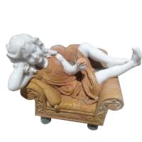 China Child marble sculpture，colorful marble sculpture for garden,china sculpture for sale