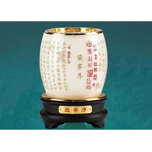 Luxury Rotatable Pen Container Colored Glaze Material Made With Wooden Base