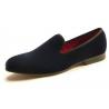 China Business Mens Velvet Smoking Slippers Embroidered Mens Red Suede Loafers wholesale