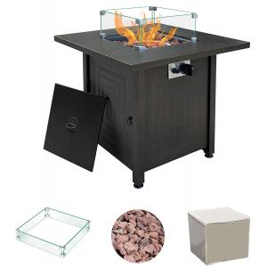 Outdoor Propane Gas Fire Bench Gas Square Fire Pit Coffee Brown Square