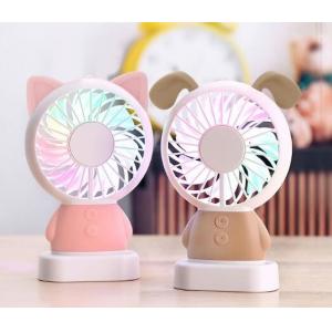 LED handy chargeable mini electric fan, cute cartoon handy mini stand electric fan, portable mini stand electric fan