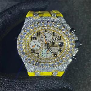China Colourless Diamond Mens Watches  Hip Hop VVS Moissanite Luxury Diamond Watches supplier